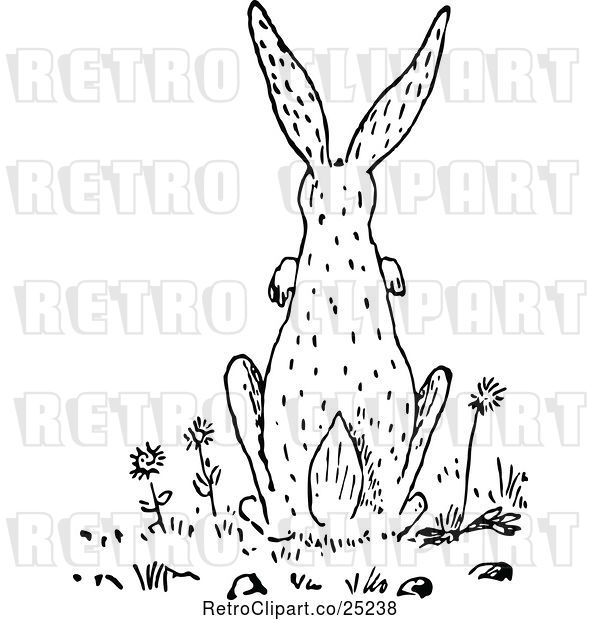 Vector Clip Art of Retro Rear View of a Rabbit