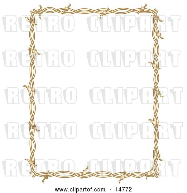Vector Clip Art of Retro Rectangle Border Frame of Barbed Wire over a White Background