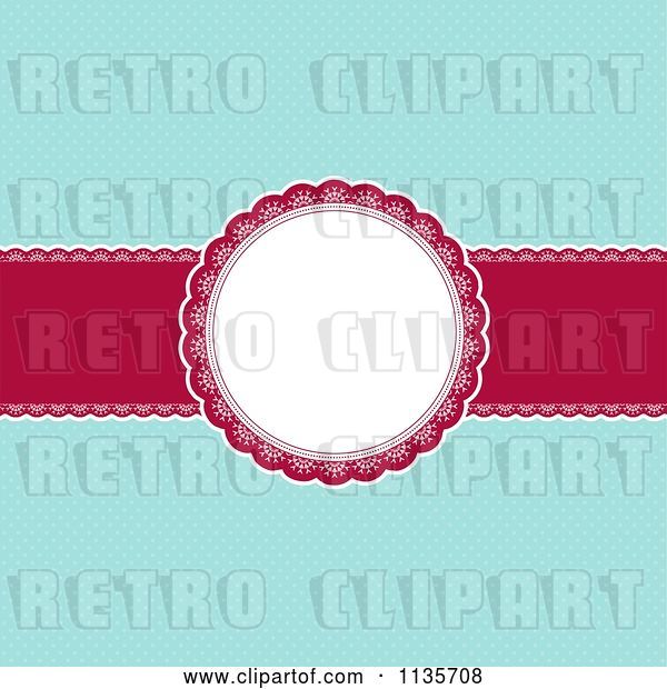 Vector Clip Art of Retro Red and Blue Christmas Background with Dots and a Frame