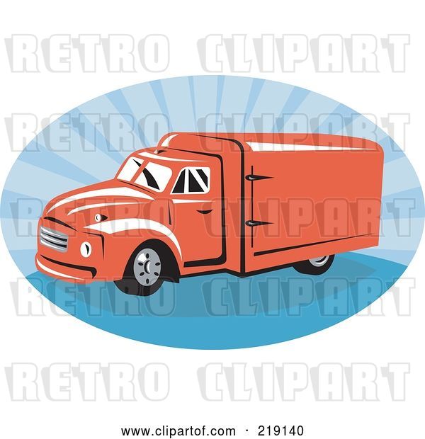 Vector Clip Art of Retro Red and Blue Delivery Van Logo