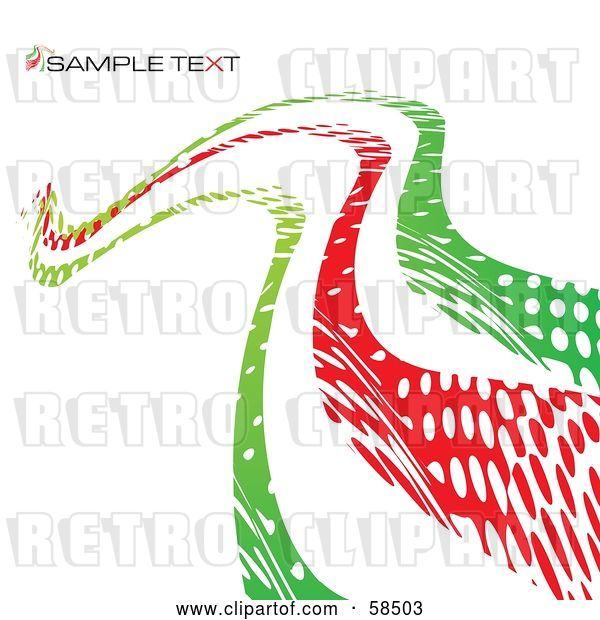 Vector Clip Art of Retro Red and Green Curvy Line Background with Sample Text