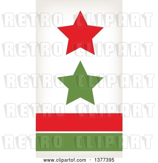 Vector Clip Art of Retro Red and Green Stars over Lines