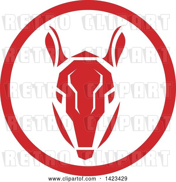 Vector Clip Art of Retro Red Armadillow Head in a Circle