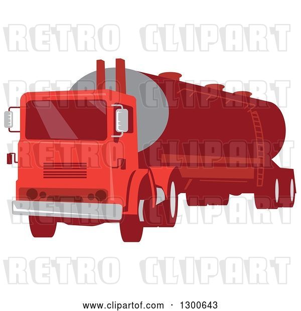 Vector Clip Art of Retro Red Cement Truck Tanker