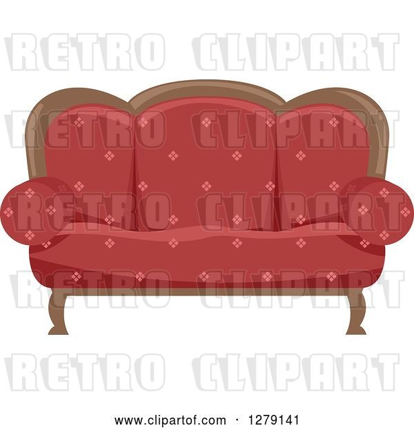 Vector Clip Art of Retro Red Couch