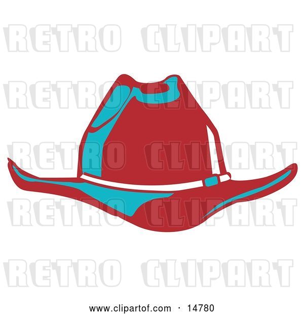 Vector Clip Art of Retro Red Cowboy Hat Cast in Blue Lighting