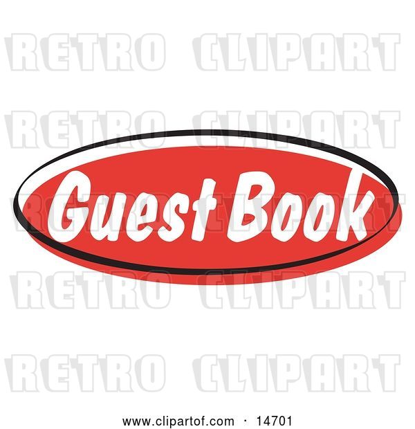 Vector Clip Art of Retro Red Guest Book Internet Website Button Clipart Illustration