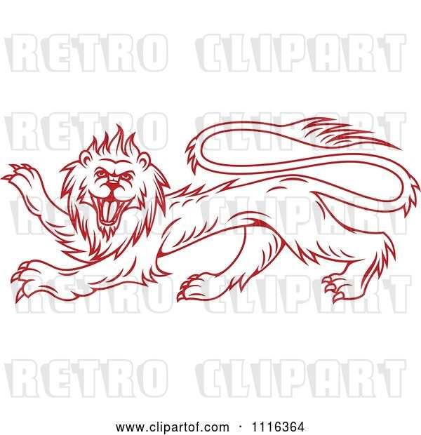 Vector Clip Art of Retro Red Heraldic Lion