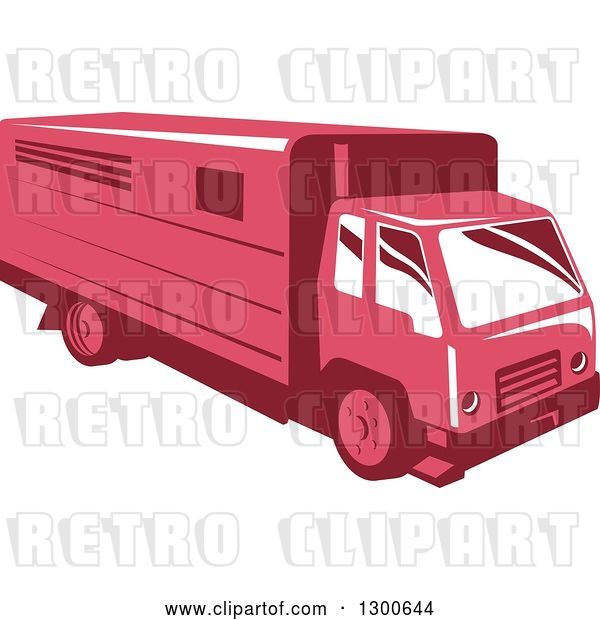 Vector Clip Art of Retro Red Horse Trailer Truck