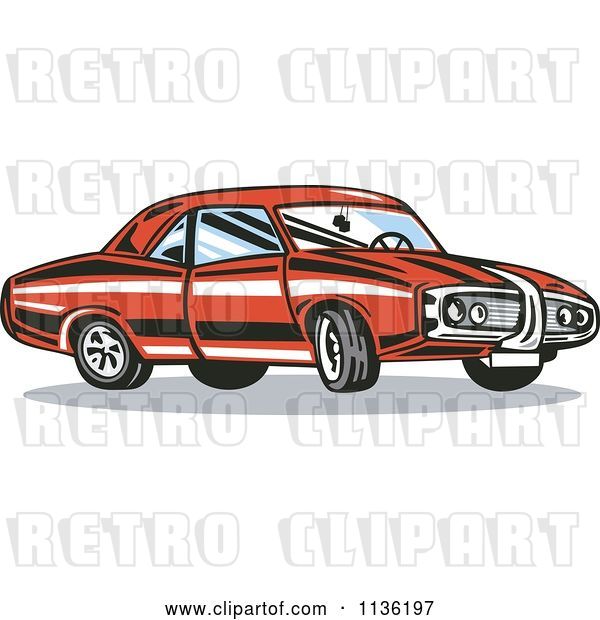 Vector Clip Art of Retro Red Muscle Car