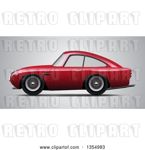 Vector Clip Art of Retro Red Sports Car on Gray