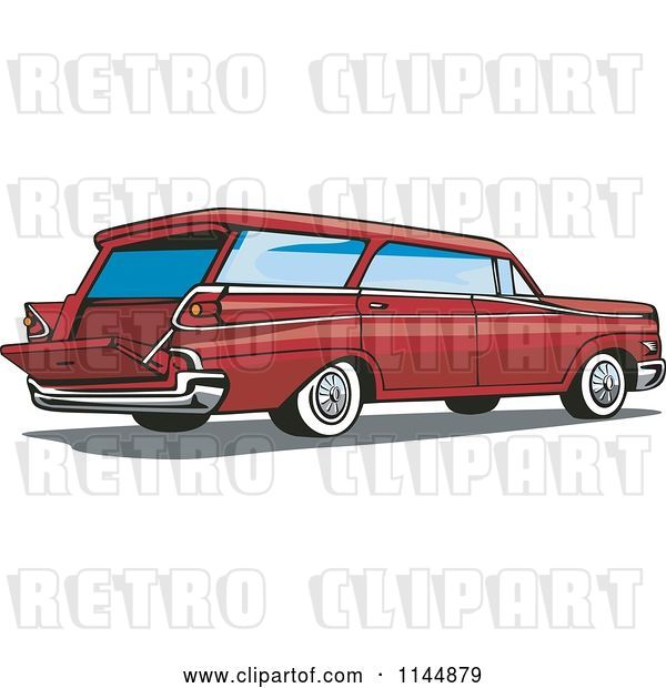 Vector Clip Art of Retro Red Station Wagon