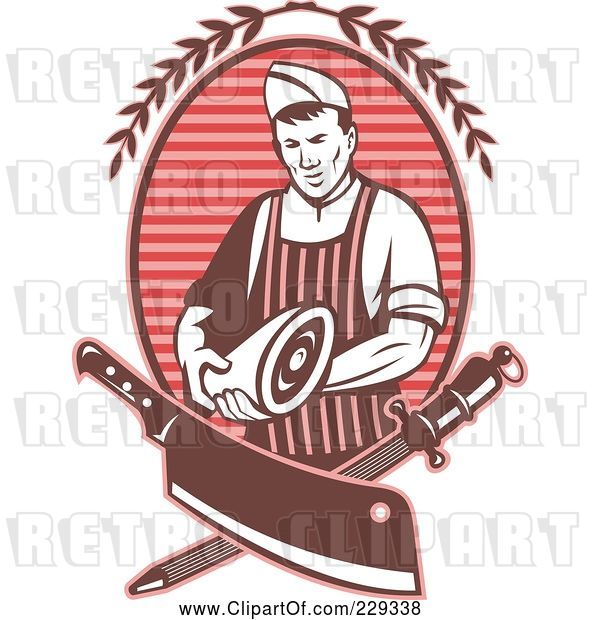 Vector Clip Art of Retro Red Styled Butcher