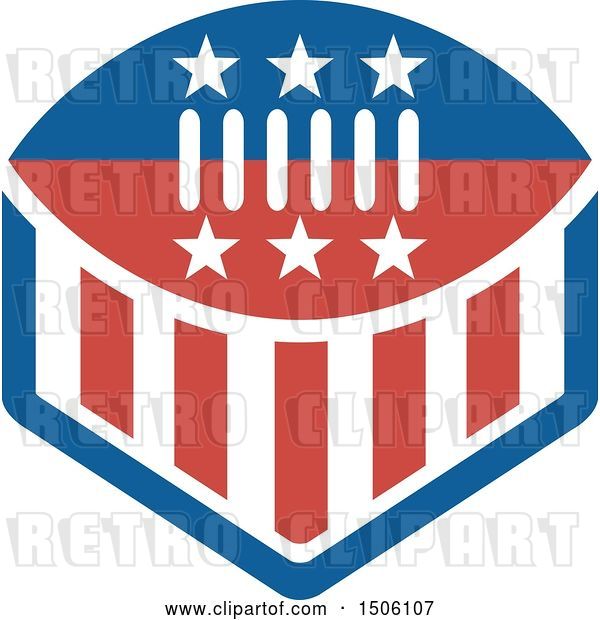 Vector Clip Art of Retro Red White and Blue American Football with Stars and Stripes