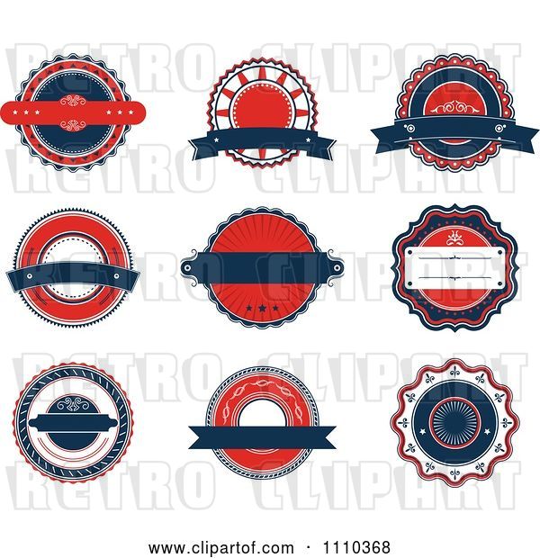 Vector Clip Art of Retro Red White and Blue Labels