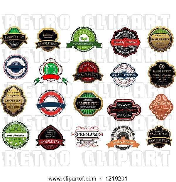 Vector Clip Art of Retro Retail Quality Labels with Sample Text 2