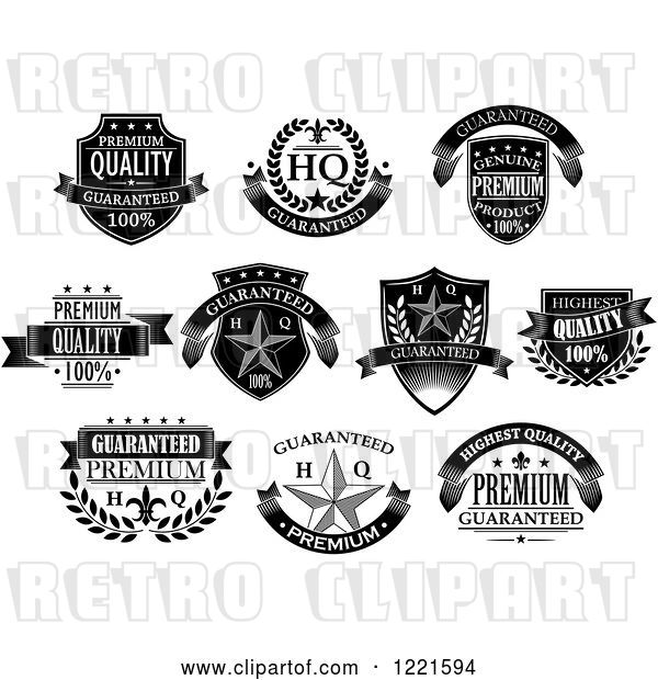 Vector Clip Art of Retro Retail Quality Labels with Sample Text 2