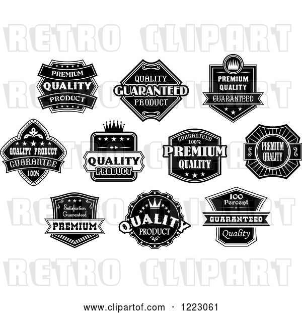 Vector Clip Art of Retro Retail Quality Labels with Sample Text 3