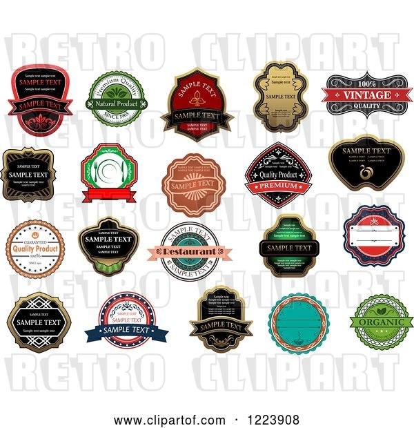 Vector Clip Art of Retro Retail Quality Labels with Sample Text 4