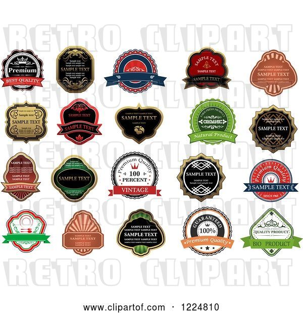 Vector Clip Art of Retro Retail Quality Labels with Sample Text 6