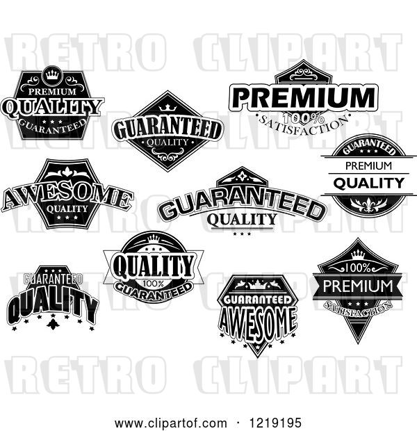 Vector Clip Art of Retro Retail Quality Labels with Sample Text