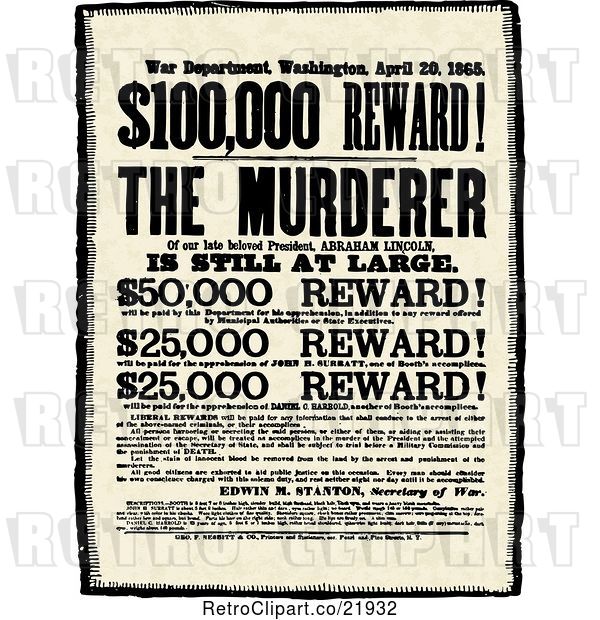 Vector Clip Art of Retro Reward for Murderer Sign