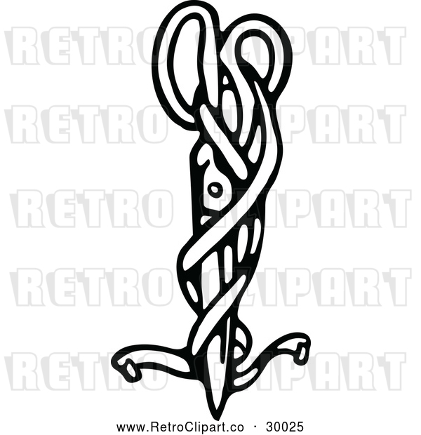 Vector Clip Art of Retro Ribbon and Scissors