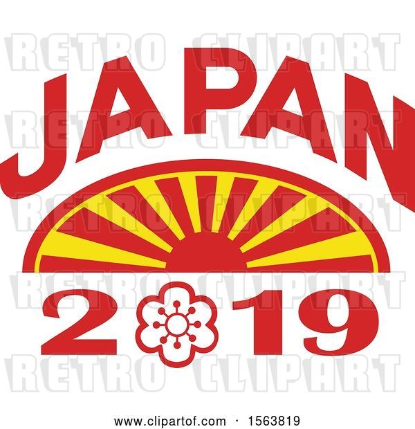 Vector Clip Art of Retro Rising Sun with Japan 2019 Text