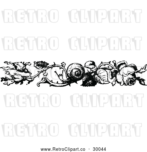 Vector Clip Art of Retro Rose and Snail Border