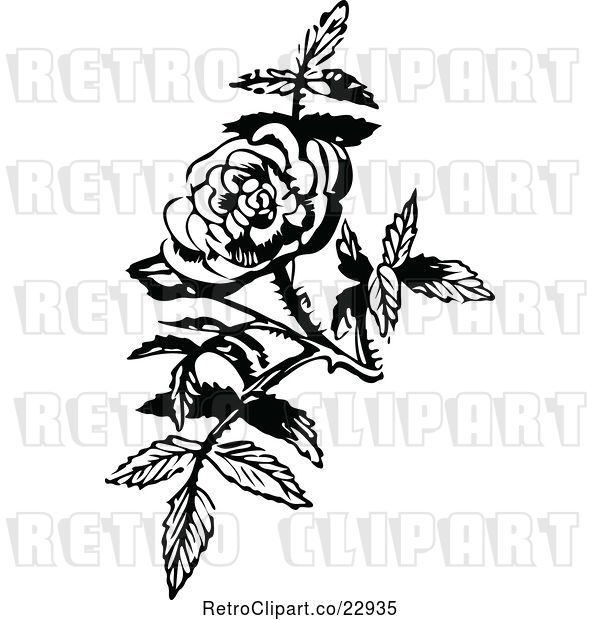 Vector Clip Art of Retro Rose Blossom Design Element