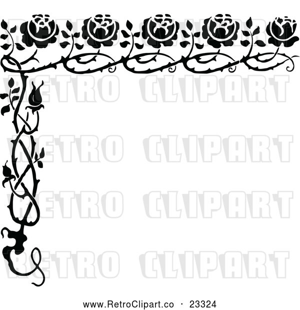 Vector Clip Art of Retro Rose Border