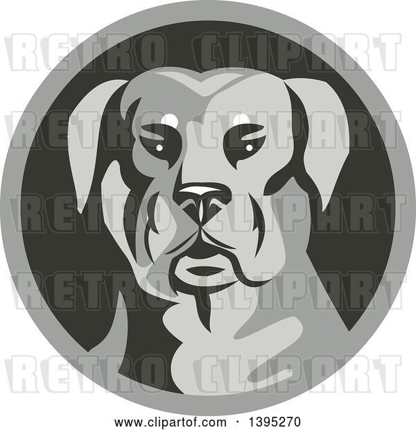 Vector Clip Art of Retro Rottweiler Head in a Circle