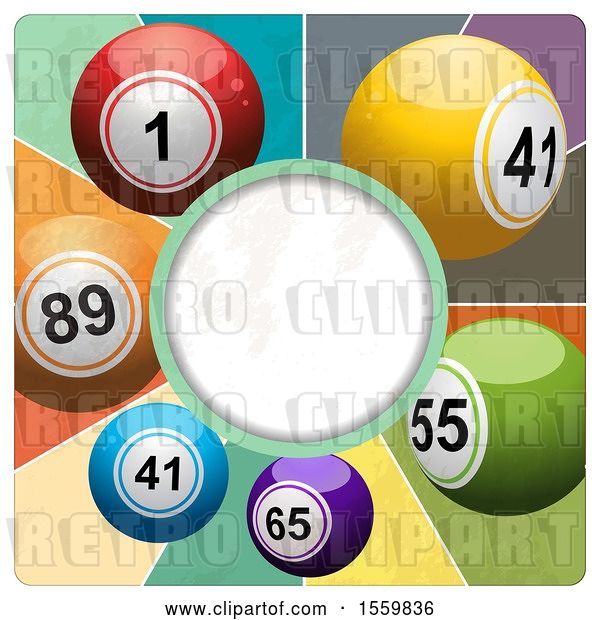 Vector Clip Art of Retro Round Frame with Lottery Balls