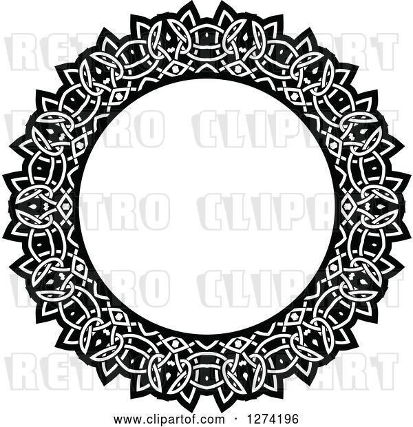 Vector Clip Art of Retro Round Lace Frame Design 17
