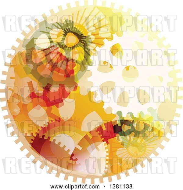Vector Clip Art of Retro Round Steampunk Frame with Gears