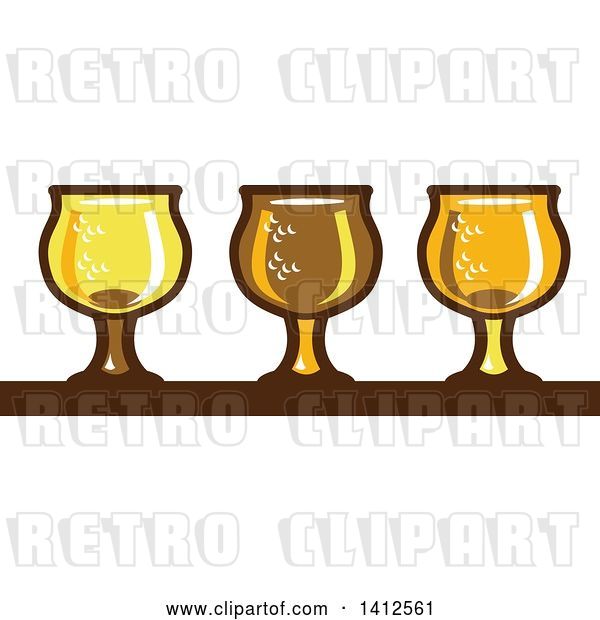 Vector Clip Art of Retro Row of Light, Dark and Ale Beer Glasses