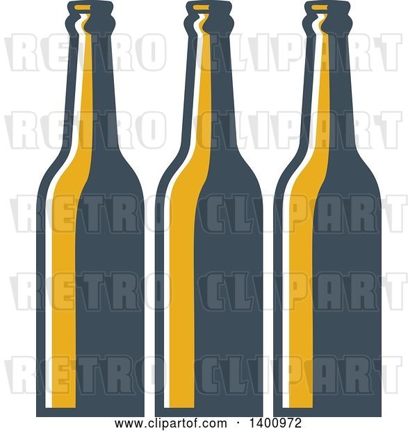 Vector Clip Art of Retro Row of Long Neck Beer Bottles