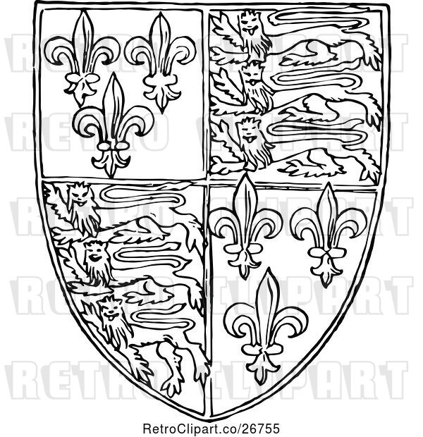 Vector Clip Art of Retro Royal Arms of England Shield