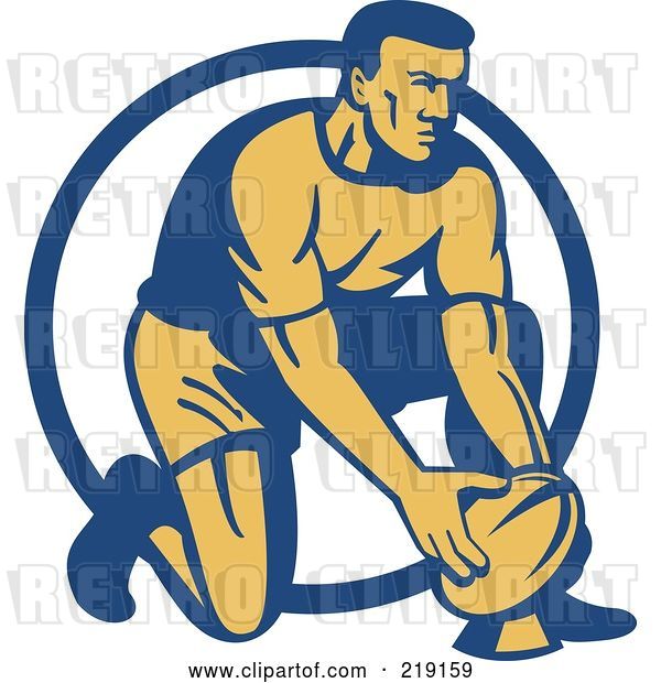 Vector Clip Art of Retro Rugby Football Player Logo - 2