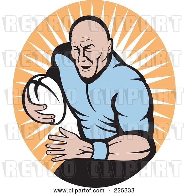 Vector Clip Art of Retro Rugby Football Player Logo - 4