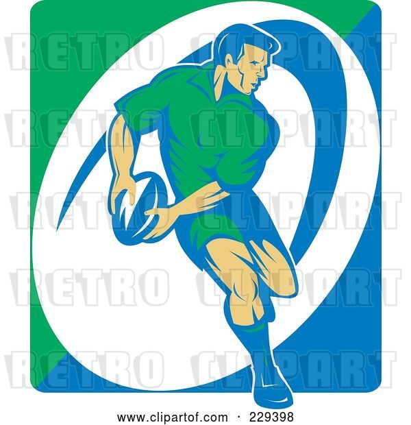 Vector Clip Art of Retro Rugby Player - 1