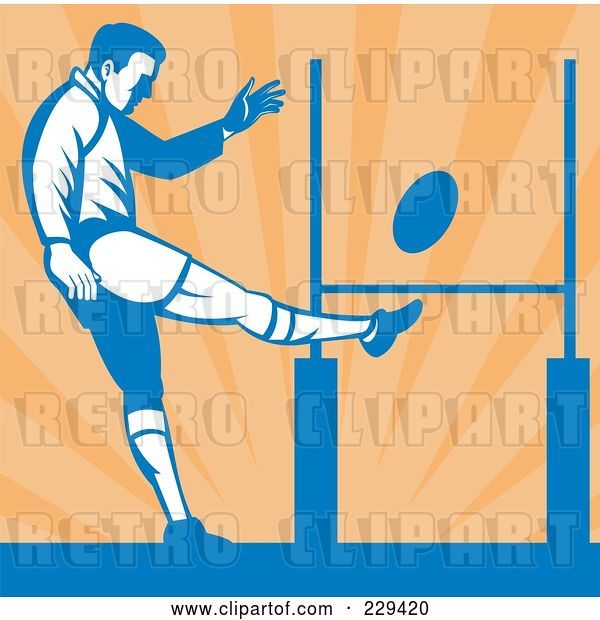 Vector Clip Art of Retro Rugby Player - 3