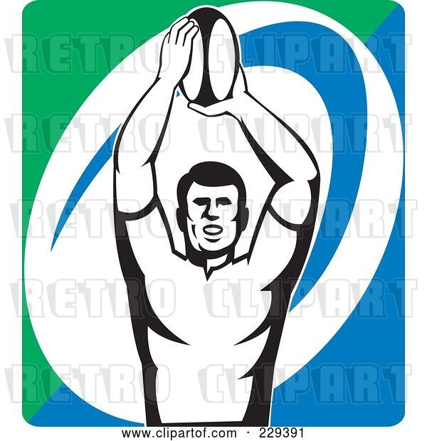 Vector Clip Art of Retro Rugby Player - 4