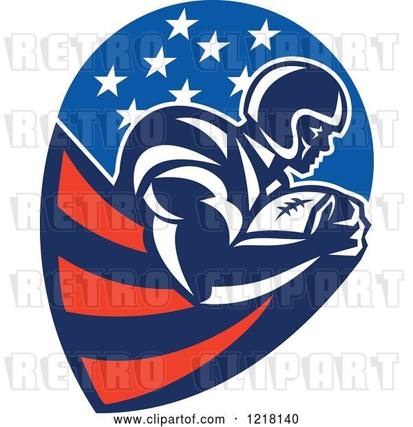 Vector Clip Art of Retro Running Back American Football Player in an American Design
