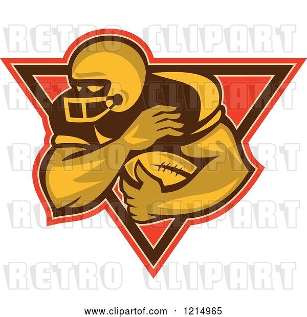 Vector Clip Art of Retro Running Back American Football Player with the Ball in a Triangle