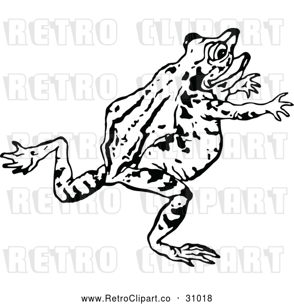Vector Clip Art of Retro Running Frog
