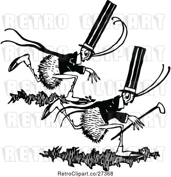 Vector Clip Art of Retro Running Gentleman Ants