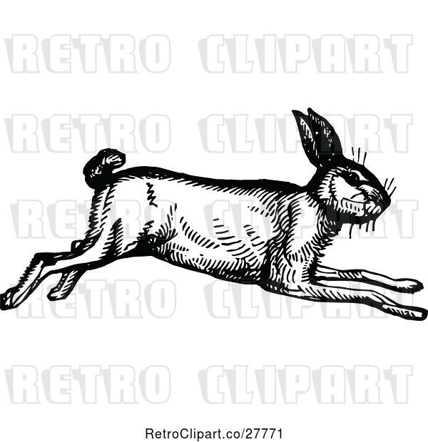 Vector Clip Art of Retro Running Rabbit