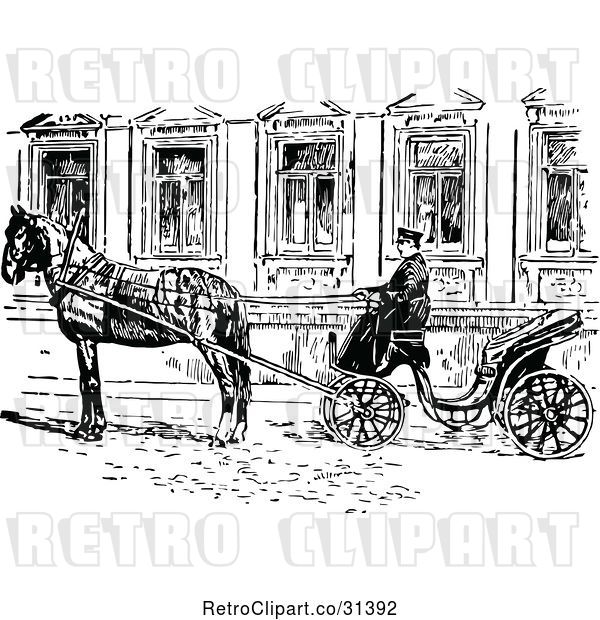 Vector Clip Art of Retro Russian Droshky Carriage