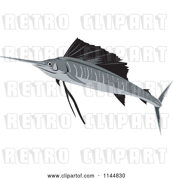Vector Clip Art of Retro Sailfish 10